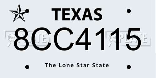 8CC4115 Texas License Plate