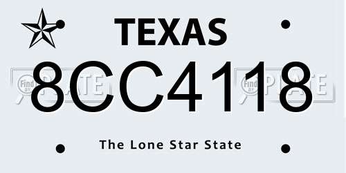 8CC4118 Texas License Plate