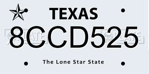 8CCD525 Texas License Plate