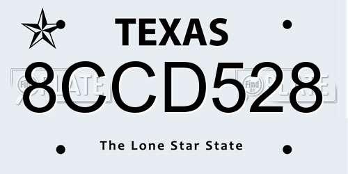8CCD528 Texas License Plate