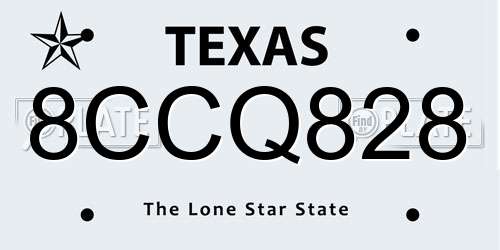 8CCQ828 Texas License Plate
