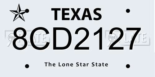 8CD2127 Texas License Plate