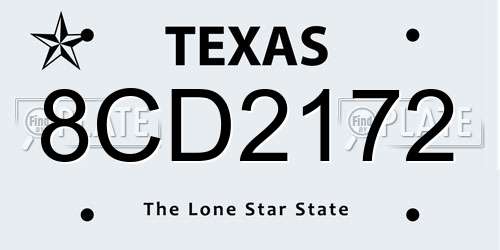 8CD2172 Texas License Plate