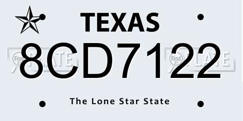 8CD7122 Texas License Plate