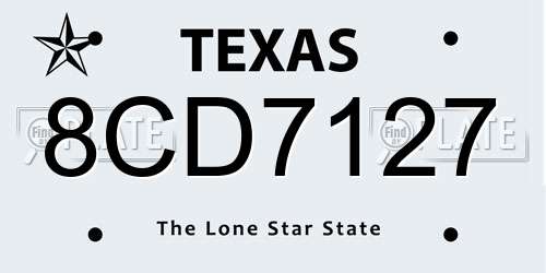 8CD7127 Texas License Plate