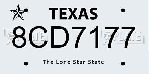 8CD7177 Texas License Plate