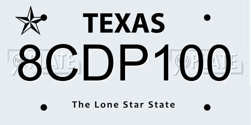 8CDP100 Texas License Plate