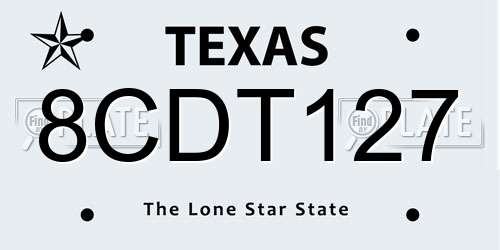 8CDT127 Texas License Plate