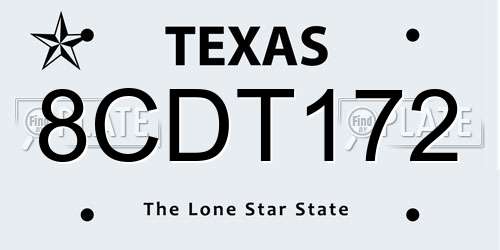 8CDT172 Texas License Plate