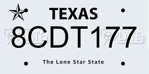 8CDT177 Texas License Plate