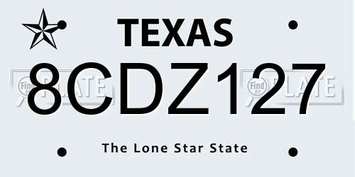 8CDZ127 Texas License Plate