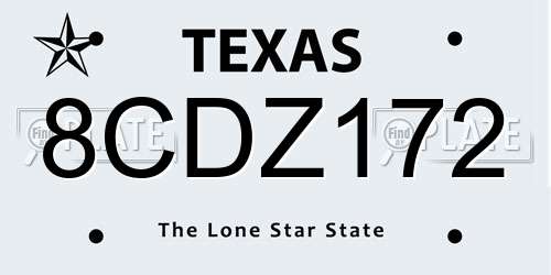 8CDZ172 Texas License Plate