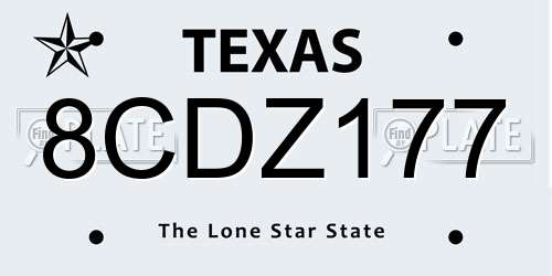 8CDZ177 Texas License Plate