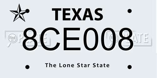 8CE008 Texas License Plate