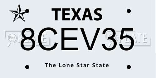 8CEV35 Texas License Plate