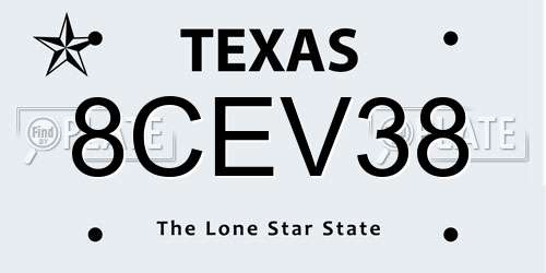 8CEV38 Texas License Plate
