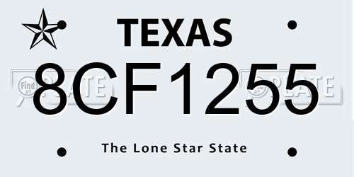 8CF1255 Texas License Plate