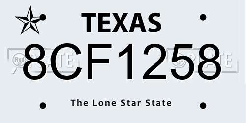 8CF1258 Texas License Plate