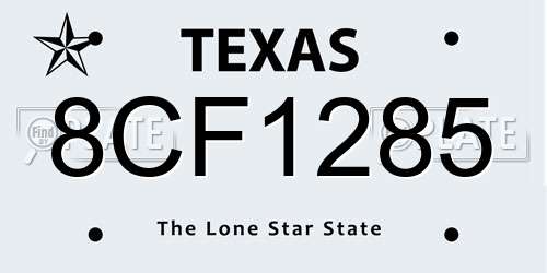 8CF1285 Texas License Plate