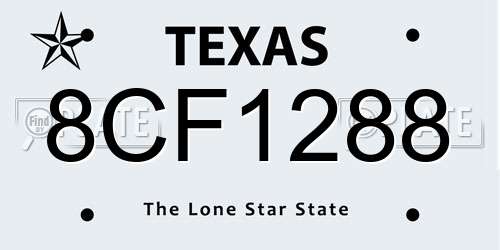 8CF1288 Texas License Plate