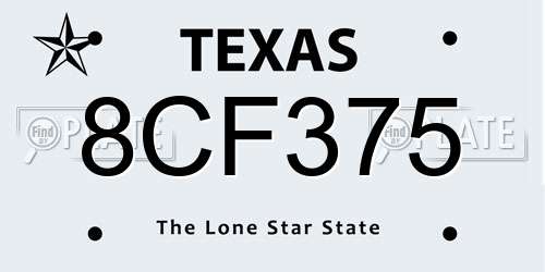 8CF375 Texas License Plate
