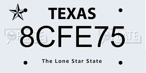 8CFE75 Texas License Plate