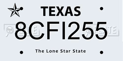 8CFI255 Texas License Plate