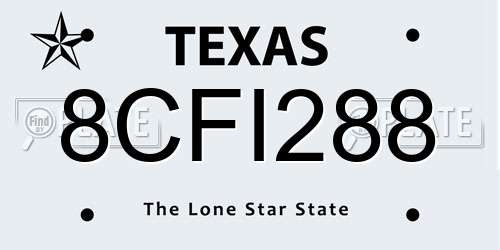 8CFI288 Texas License Plate