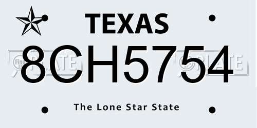 8CH5754 Texas License Plate