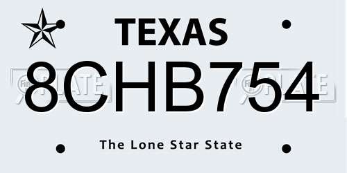 8CHB754 Texas License Plate