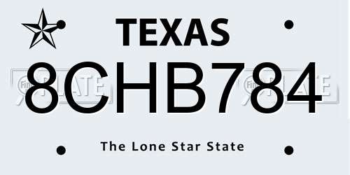 8CHB784 Texas License Plate