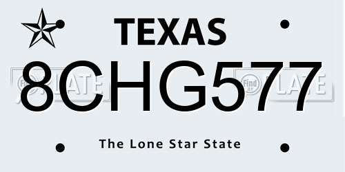 8CHG577 Texas License Plate
