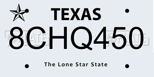 8CHQ450 Texas License Plate