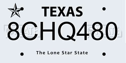 8CHQ480 Texas License Plate