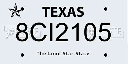 8CI2105 Texas License Plate