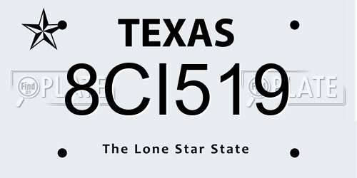 8CI519 Texas License Plate