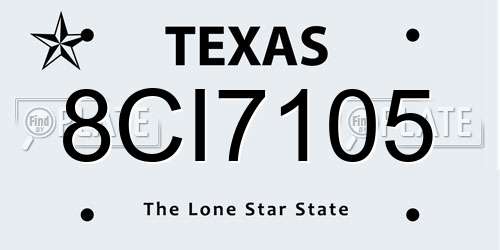 8CI7105 Texas License Plate