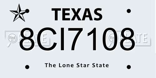 8CI7108 Texas License Plate