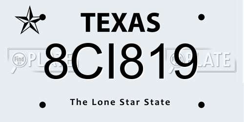 8CI819 Texas License Plate