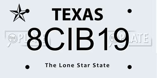 8CIB19 Texas License Plate