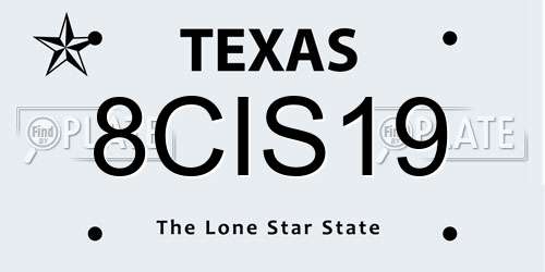 8CIS19 Texas License Plate
