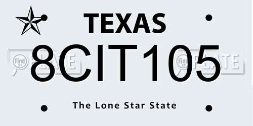 8CIT105 Texas License Plate