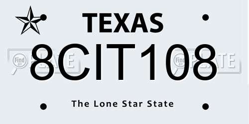 8CIT108 Texas License Plate