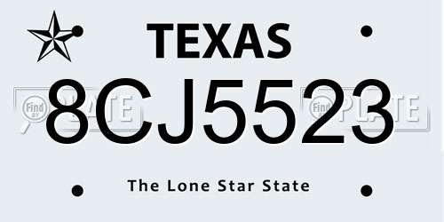 8CJ5523 Texas License Plate