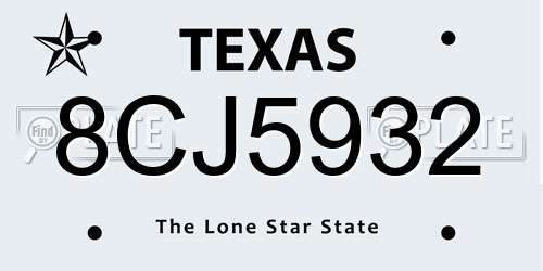 8CJ5932 Texas License Plate