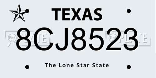 8CJ8523 Texas License Plate