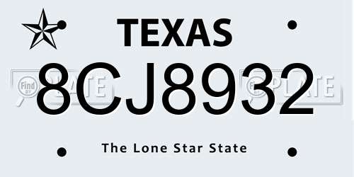 8CJ8932 Texas License Plate
