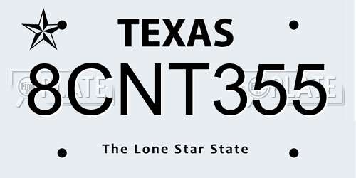8CNT355 Texas License Plate