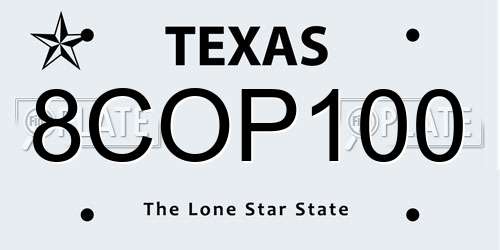 8COP100 Texas License Plate