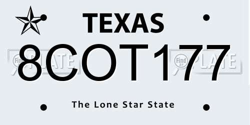 8COT177 Texas License Plate